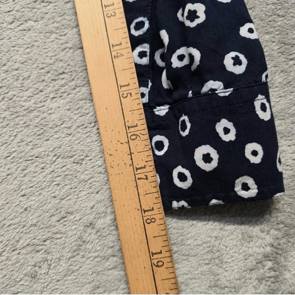 LOFT Blue White Dot Shirt Dress Small Lined Pockets Drawstring Waist - Picture 11 of 15
